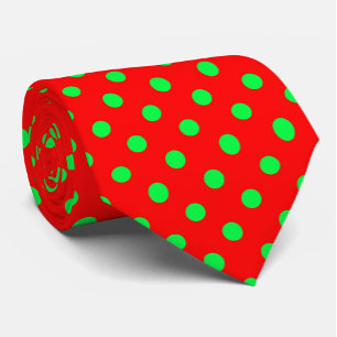 Red Background Green Polka Dots Design Tie