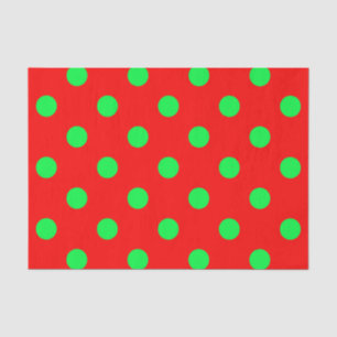 Red Background Green Polka Dots Design  Tissue Paper