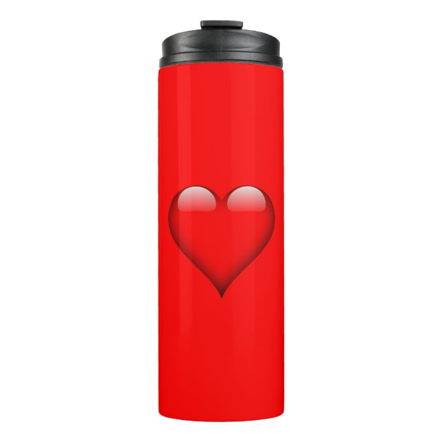 Red Background Love Wedding Heart Thermal Tumbler (Front)