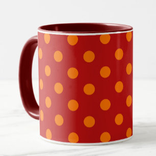 Red Background Orange Polka Dots Design Mug