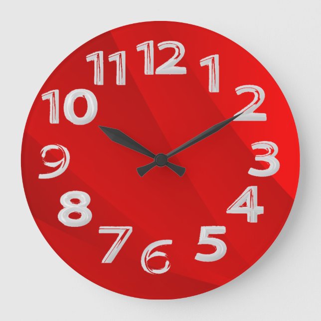 Red background simple large clock (Front)