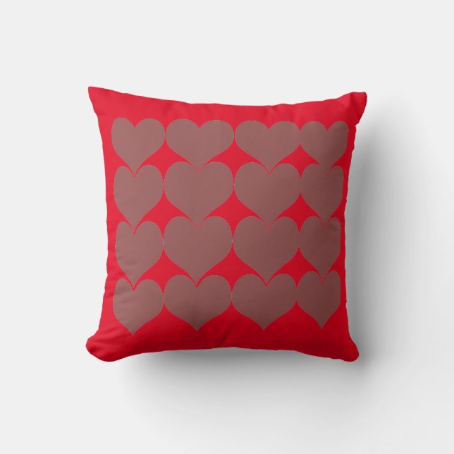 Red Background Wedding Marsala Heart Patterns Throw Pillow (Front)