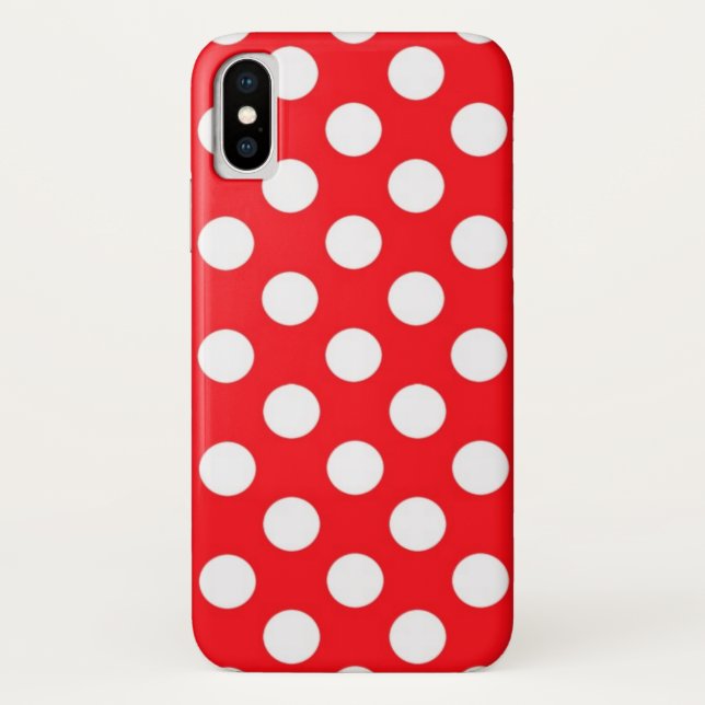 Red Background White Polka Dot Case-Mate iPhone Case (Back)