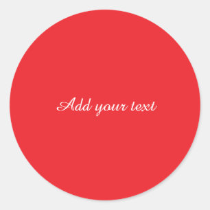 Red background, white text, template        classic round sticker