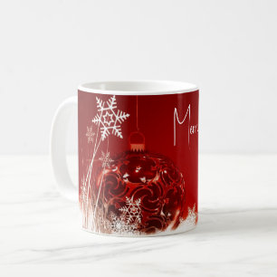 Red Background With Christmas Ball  Coffee Mug