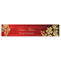 Red background with gold roses personalized