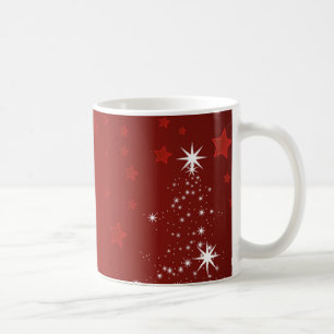 Red Background with Starry Christmas Tree  Coffee Mug