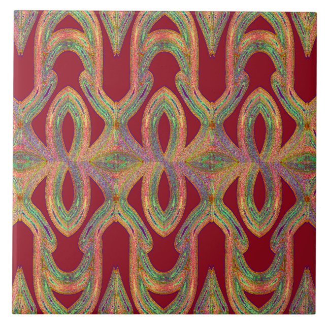 Red background with textured classic design  tile (Front)