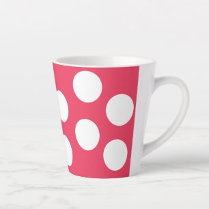 Red Background with White Circles.  Polka Dot  Latte Mug