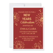 Red Backround & fireworks Happy New Years 