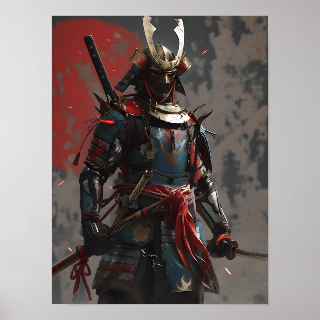 Red Badass Samurai Poster (Front)