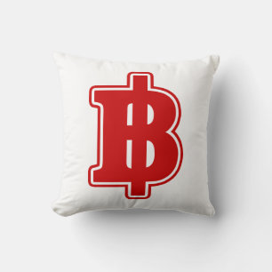 RED BAHT SIGN ฿ Thai Money Currency ฿ Throw Pillow