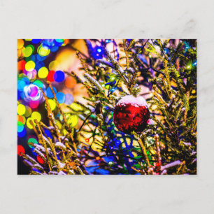 Red Ball, Christmas Lights Postcard