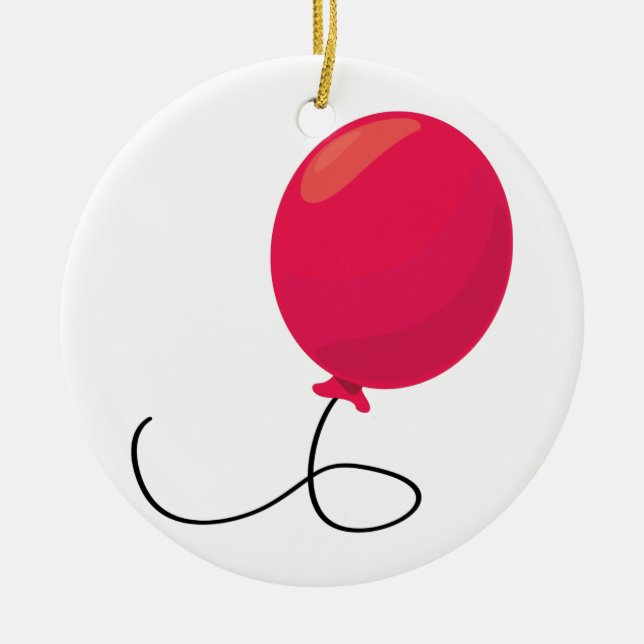 Red Balloon Ceramic Ornament (Front)