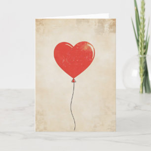 Red Balloon Love Simple Holiday Card
