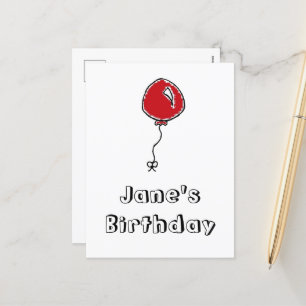Red Balloon Party Decoration Cartoon Holiday Postcard