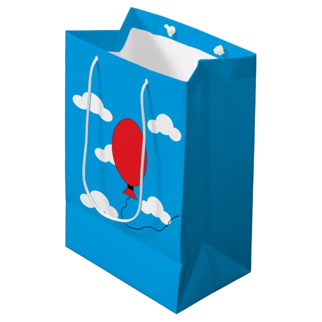 Red Balloon Rising Medium Gift Bag (Front Angled)