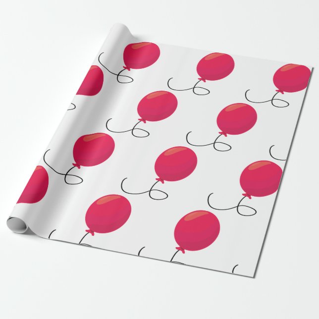 Red Balloon Wrapping Paper (Unrolled)
