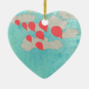 Red Balloons Ceramic Ornament