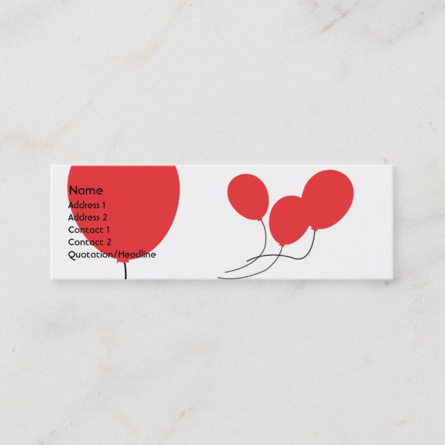 Red Balloons - Skinny Mini Business Card (Front)
