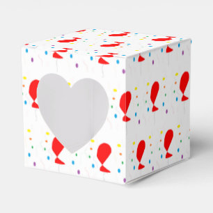 Red balloons with colourful confetti pattern favor box