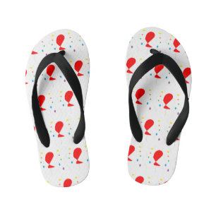 Red balloons with colourful confetti pattern kid's flip flops