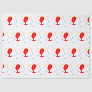 Red balloons with colourful confetti pattern tissue paper