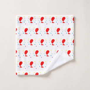 Red balloons with colourful confetti pattern wash cloth