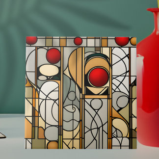 Red Balls Art Deco Art Nouveau Tile