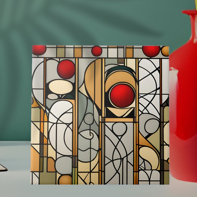 Red Balls Art Deco Art Nouveau Tile (Creator Uploaded)