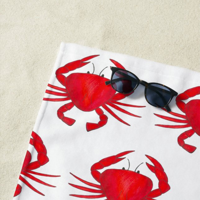 Red Baltimore Maryland Crab Beach Ocean Seafood Towel (In Situ)