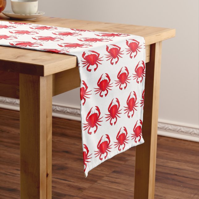 Red Baltimore Maryland MD Chesapeake Bay Crabs Short Table Runner (In Situ)
