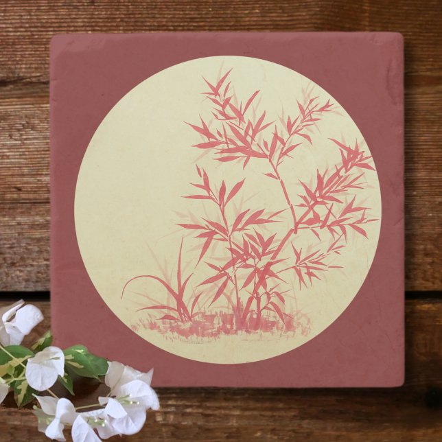 Red Bamboo - round - no Cally Canvas Print Planner Stone Coaster (Creator Uploaded)