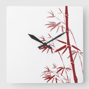 Red Bamboo Wall Clock
