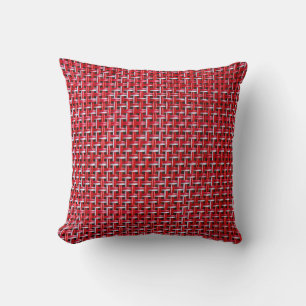 Red Bamboo Wicker Rattan Texture Throw Pillow