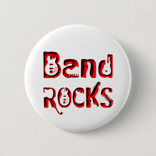 Red Band Rocks in Red 2 Inch Round Button