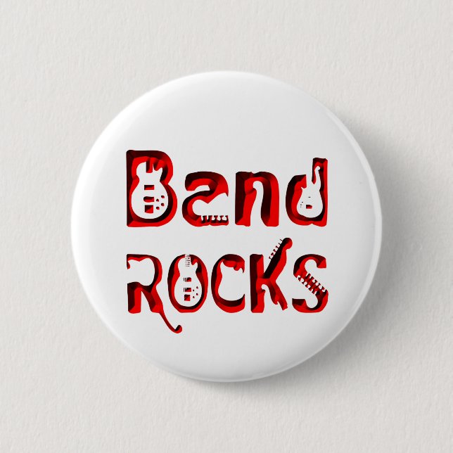 Red Band Rocks in Red 2 Inch Round Button (Front)