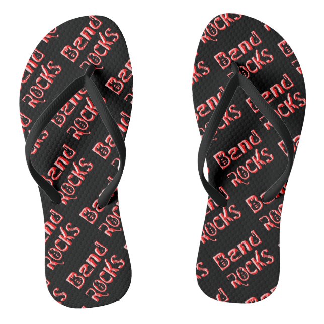 Red Band Rocks in Red Flip Flops (Footbed)
