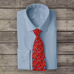Red Bandana and Denim Texas Neck Tie