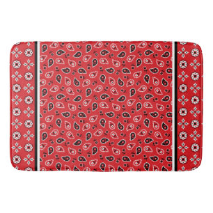 Red Bandana Boho Prints Bath Mat