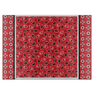 Red Bandana Boho Prints Cutting Board