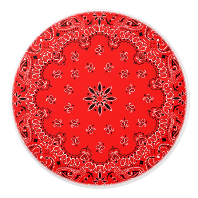 Red Bandana Ceramic Knob (Front)