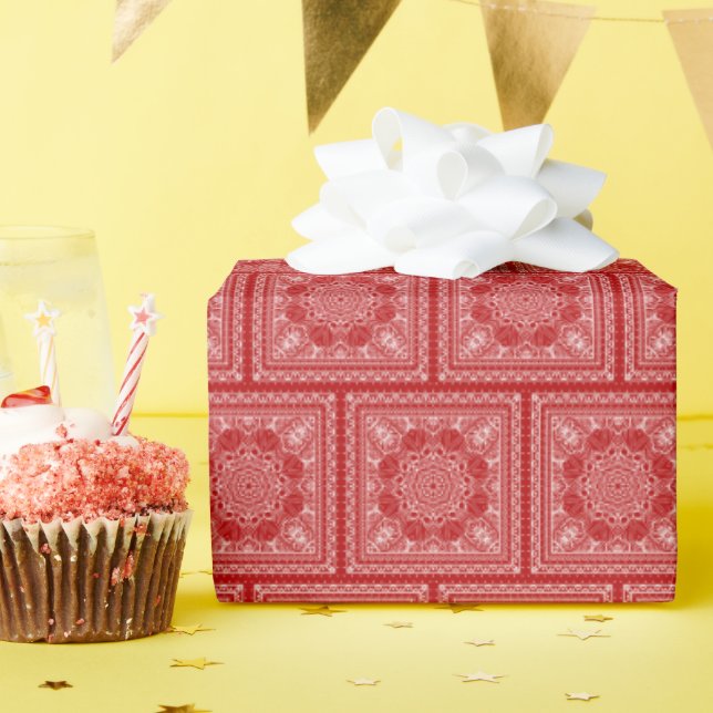 Red Bandana Design Wrapping Paper (Birthday Party)