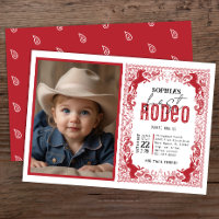 Red Bandana First Rodeo Photo Invitation – Cowboy