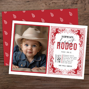 Red Bandana First Rodeo Photo Invitation – Cowboy 
