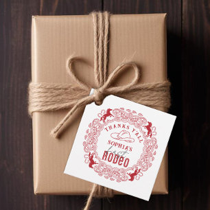 Red Bandana First Rodeo Thank You Favour Tags – We
