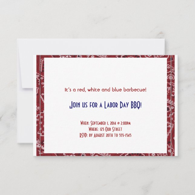 Red Bandana Frame Labour Day Invitation (Front)
