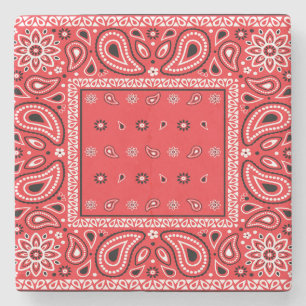 Red bandana paisley bandanas country rap hip hop f stone coaster