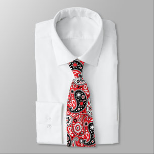 Red Bandana Paisley Elegant Country Western Tie