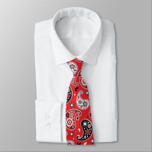 Red Bandana Paisley Elegant Country Western Tie
